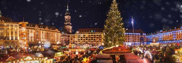 Blick auf Striezelmarkt in Dresden