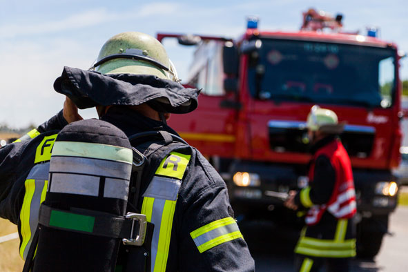 Feuerwehreinsatz mit Löschfahrzeug